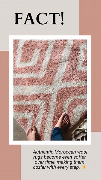 FACT! 🧐 Moroccan wool rugs get softer with time! 🧶✨ The secret? Natural lanolin in the wool makes them plushier with every step. The more you use them, the better they feel! #HandmadeWithLove #MoroccanRugs #CozyLiving #RugGoals