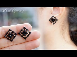 LV beaded stud earrings. How to make beaded earring