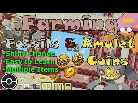 [PokeMMO]Farming Amulet Coins & Fossils(Moneymaking Method)