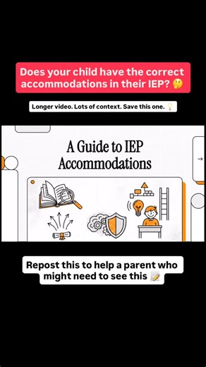Accommodations in an IEP change how a student learns or shows what they know not what they’re expected to learn ✅ They are designed to provide access to the general education curriculum without lowering academic standards. This video explains how accommodations work and why they matter. If you live in CA, need a free legal consultation and would like to discuss possible representation (also free), please click the link in our bio, fill out the form, and schedule a consultation on Calendly. We pr