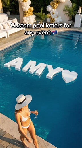 Would you float your name at your next party? 👀 Custom pool letters handcrafted in Australia — perfect for engagements, birthdays, and celebrations that deserve the wow factor. We ship nationwide with a 2-week turnaround so your event looks this good. link in our bio and we'll send you a free mockup of your name or message 🤍 #poolletters #poollettersaustralia #eventdecoraustralia #engagementpartyideas #birthdaypartyinspo