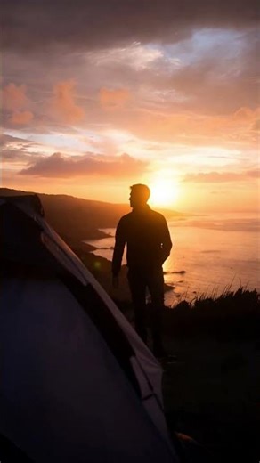 Sunset Camping By The Beach Relaxing #goldenhour #sunsetambience #beachsunset #sunsetmelody