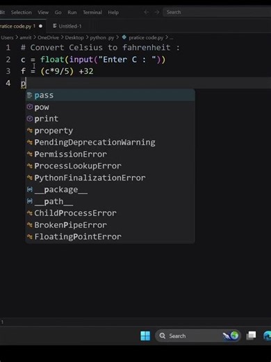 temperature converter in python #shorts