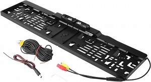 Number Plate Frame Rear View Camera with Rearview Mirror for European Car (Black,... | bol