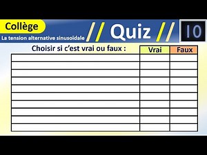 Sinusoidal alternating electrical voltage | Quiz with answers | Physics | Middle School.