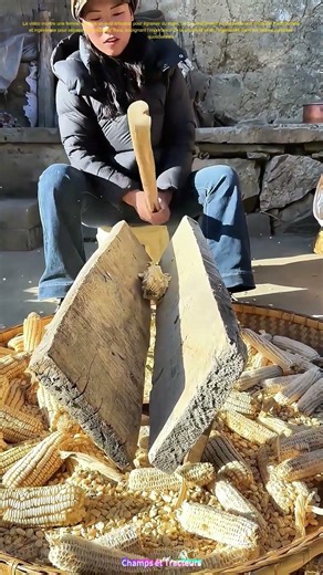 Innovation à la main : Comment une femme transforme le maïs en grains avec un outil fait maison