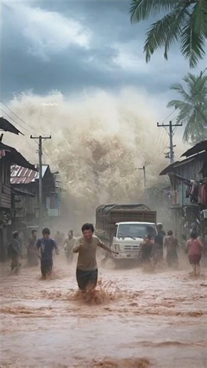 Terrifying Flash Flood Engulfs Village | Raw Footage of Moment Disaster Strikes🌧️🌊#shorts #rain #ai