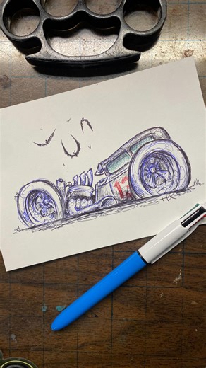 The books gonna be big #inktober #hotrod #13 #ratrod #doodle #drawing #ballpoint #pages #multiple #create | Hix Garage