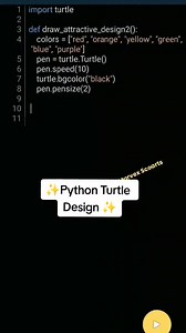 Python Turtle Design 🐢👨‍💻 #programming #jadexartsacademy #learntocode #engineering #website #coding #marvexscoarts #viralvideoシ #tips #fypシ゚ | Jadexarts Academy