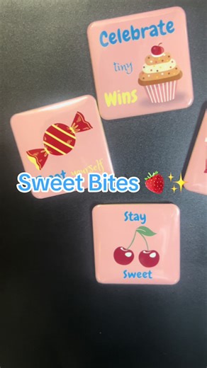 Sweet Bites are adorable 2x2 motivational magnets that add color, joy, and positive reminders to your fridge, desk, or locker. Cute designs with uplifting messages to brighten your day. #SweetBites #MotivationalMagnets #CuteMagnets #FridgeGoals #smallbusinessfinds