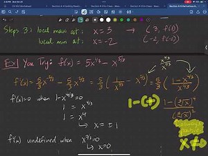 Section 4.5B Derivatives And Shapes Of Graphs, 1st Derivative Test Examples