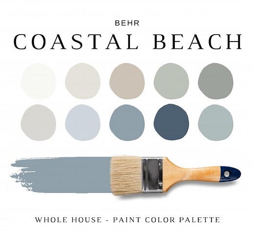 Behr COASTAL BEACH Color Palette, Behr Coastal Farmhouse, BEACHY Colors, Coastal Exteriors, Nautical Color Palette, Coastal Decorative Home - Etsy