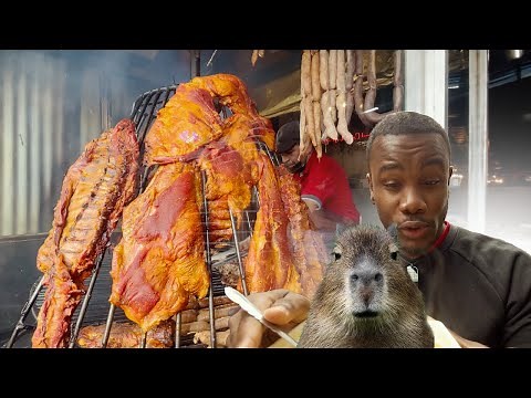 Colombian Street Food GIANT Rodent Capybara & Blood Sausages