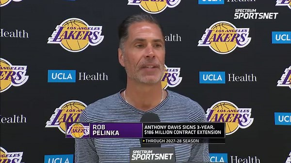 “To become a leader of the Lakers for years to come.” Rob Pelinka speaks on the importance of Anthony Davis as the core of the Lakers’ future. | Spectrum SportsNet