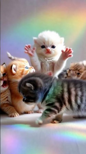Have you ever seen kittens this tiny and colorful 🐱💖 The fluffiest rainbow you can hold in your ha