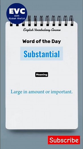 "Substantial" meaning in english| English Vocabulary Course