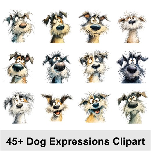 Funny Dog Expressions Clipart Bundle, 30 Goofy Dog PNG Faces, Cute Scruffy Puppy Clipart, Dog Lover Graphics, Sticker Sublimation PNG - Etsy