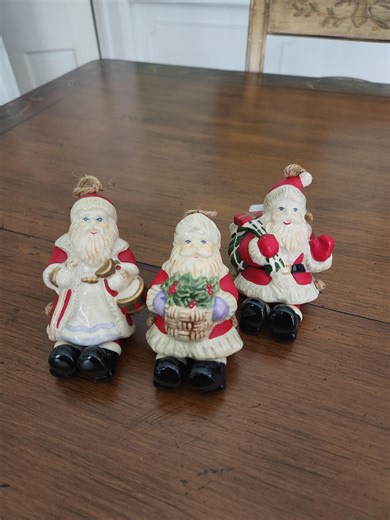 Vintage Antique Old World Santa Christmas Ornaments Set of 3 Hanging Legs Porcelain Ceramic Unbranded Maybe Dept 56 ? - Etsy