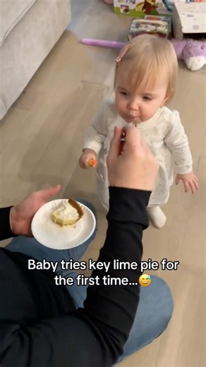 Baby eats key lime pie for the first time 🤣 #shortsviral