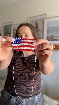 BEAD ART DIY🇺🇸 Fourth of July outfit that you can diy! #beadart #beading #4thofjulyoutfit