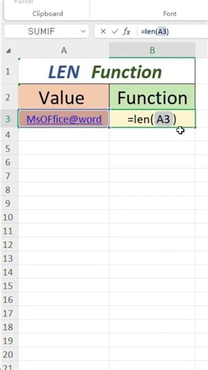 Len Function in Excel.