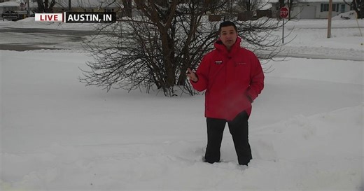 Austin, Indiana sees huge amounts of snowfall from the weekend's winter storm