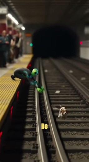 Alien Saves a Puppy from Railway Track