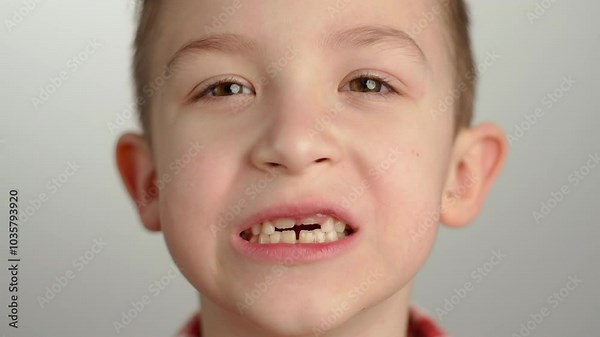 Smiling Child Displaying Gaps from Lost Baby Teeth During a Visit to the Dentist