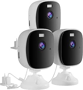 ELECCTV 2K QHD 4MP Cameras for Home Security Indoor Wireless WiFi, Motion Sensor, Continuous Recording Camera for Room, Two Way Audio, Alexa&Google Assistant - T1 3PACK