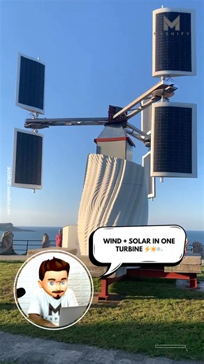 World's first wind turbine with solar panels in its blades! 🌬️☀️⚡ #fblifestyle | Myshify