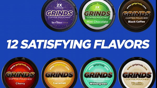 Grinds Coffee Pouches | 5 Can Sampler | Double Shot Espresso, Vanilla, New Orleans, Double Mocha, Caramel | 1 Pouch eq. 1/4 Cup of Coffee