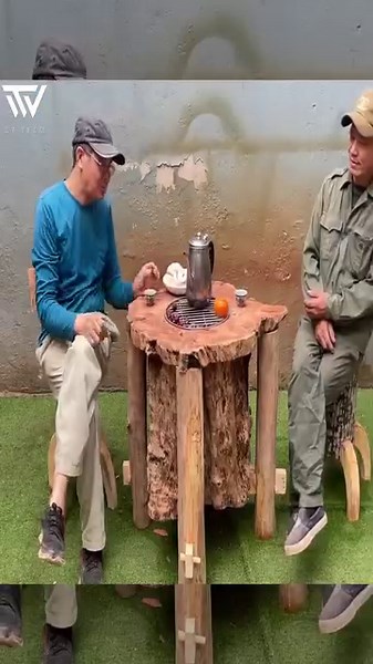 36K views · 249 reactions | Turn A Hollow Tree Stump Into A Tea Table With Fire | WT Team Woodworking | Facebook