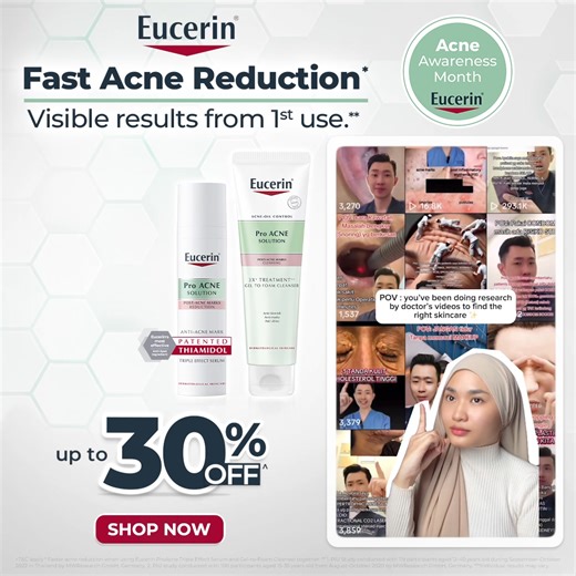Let's gain back our confidence in our skins together with the Eucerin ProAcne Solution! Fast acne Reduction, visible results from first use! 💧 Goodbye, dark spots ✨ @eucerin_my #EucerinAcneExpert #Dermatologicalskincare #EucerinProACNESolution #EucerinAcneAwarenessMonth | Eucerin