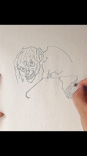 Pencil drawing of Gollum from the Lord of the Rings movie characters