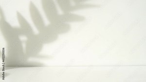 Minimalist room with leaf shadow animation overlay