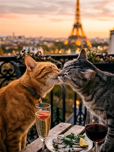 Couple Cats Kissing 🤩 #cat #cattiktok #fyp