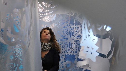 NY artist Swoon creates sea goddess at DIA and on mural