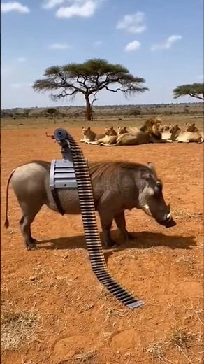 Warthog vs Lion Funny Moments 🦁🐗 #funnyanimals #wildlifecomedy #animalfails #savannamoments