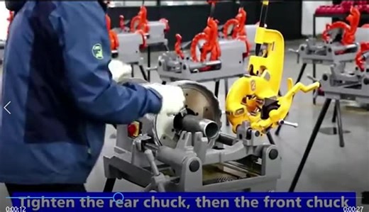 Hongli Electric Industrial Pipe Threading &amp; Deburring Machine with High Speed Steel Dies and Folding Wheel Stand