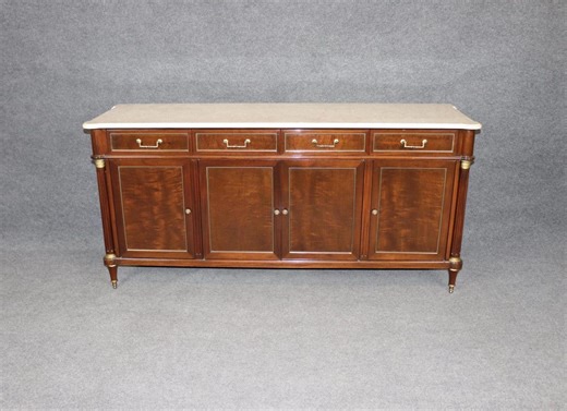Vintage French Louis XVI Style Brass Mounted Marble Top Sideboard: Antique Furniture - Etsy