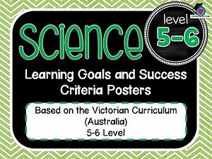 VICTORIAN CURRICULUM AU - Level 5-6 SCIENCE Learning Goals & Success Criteria!