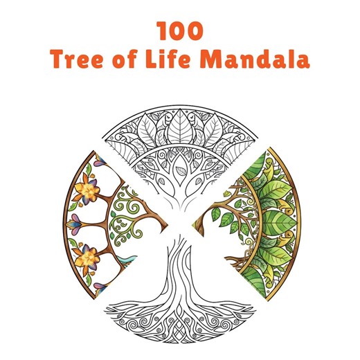 100 Tree of Life Mandala Coloring Pages Bundle | Printable Mandala Art | Instant Download - Etsy