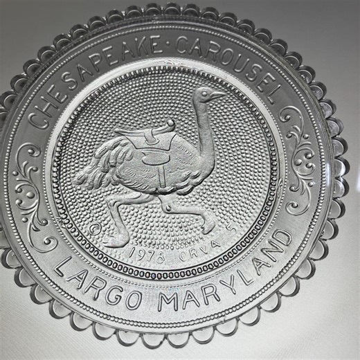 Ostrich Art Glass, Pairpoint Hand Pressed Lead Crystal Cup Plate, Chesapeake Carousel, Largo MD, Vintage Maryland 70s Home Window Sill Decor - Etsy