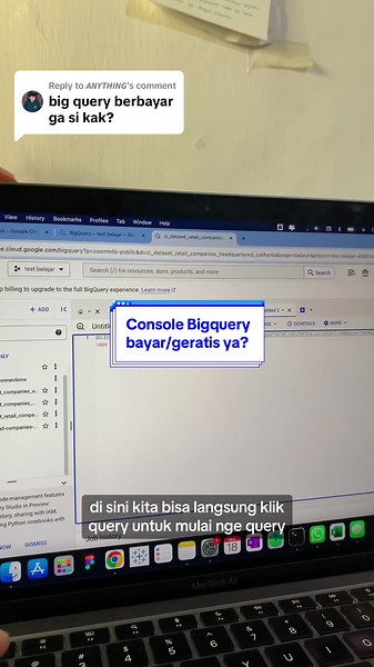 Belajar SQL dengan Console Google Bigquery Gratis