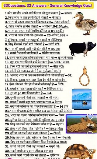 33 Questions, 33 Answers - General Knowledge Quiz❓🤔