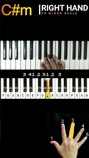 C# Minor Scale with Fingers Position for Keyboard/Piano Daily Practice and Training Exercise #Shorts