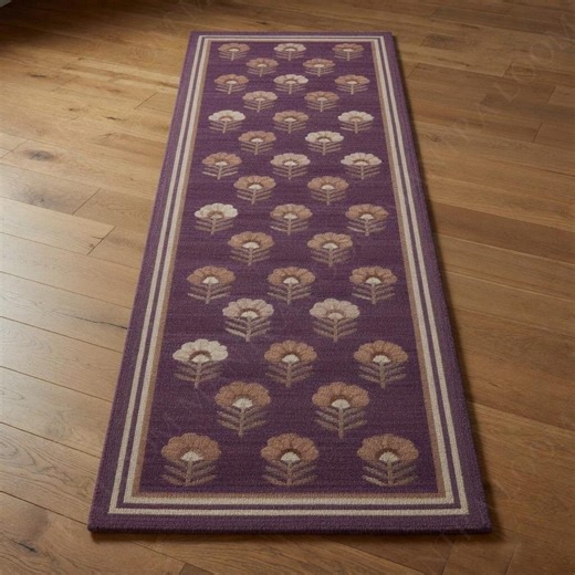 Runner Rug | Hand Tufted Purple Floral Wool Runner | Modern Scandinavian Boho Runner | Hallway Kitchen - Loom Mantra - Etsy
