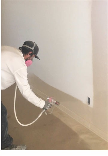 Spraying corners for rolling #fyp #painter