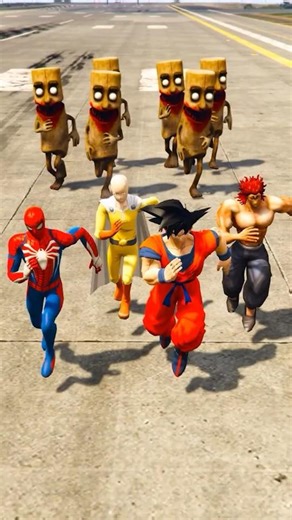 spiderman 🕷️ and Goku run away from Tung Tung sahur short60 #spiderman #goku #tungtungsahur