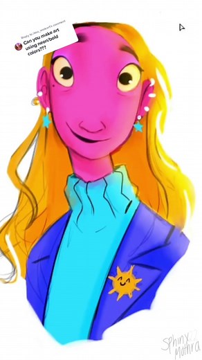 Replying to @ikea_worker1 first go with a neon palette, she has pop art alien vibes 😆#sketch #drawing #painting #digitalart #pink #digitalart #art